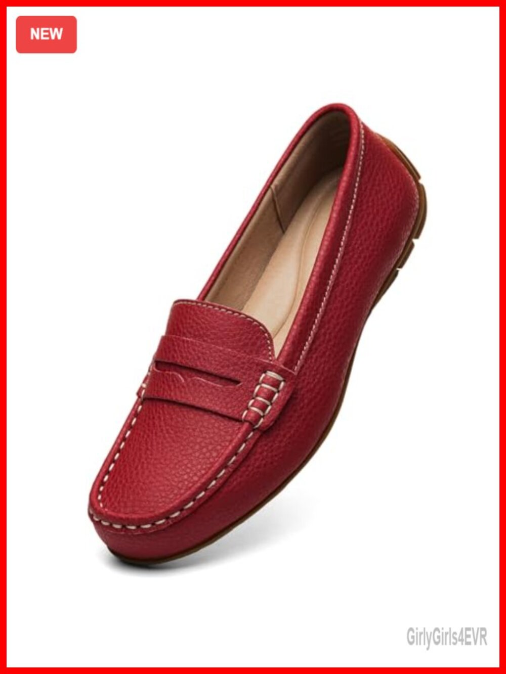 Women's Leather Penny Loafers Slip-Ons Memory Foam Business Casual Flats